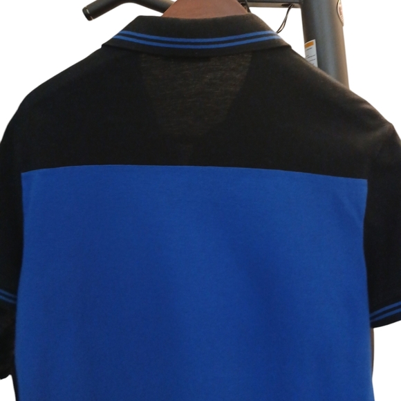 Versace Jeans Blue and Black Polo Shirt Women's Short Sleeve Shirt Size Medium - Picture 7 of 10